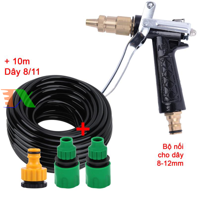 Vòi xịt nước tưới cây, rửa xe, phun sương đa năng (8 trong 1) kèm cút chuyển nhanh 16 siêu bền