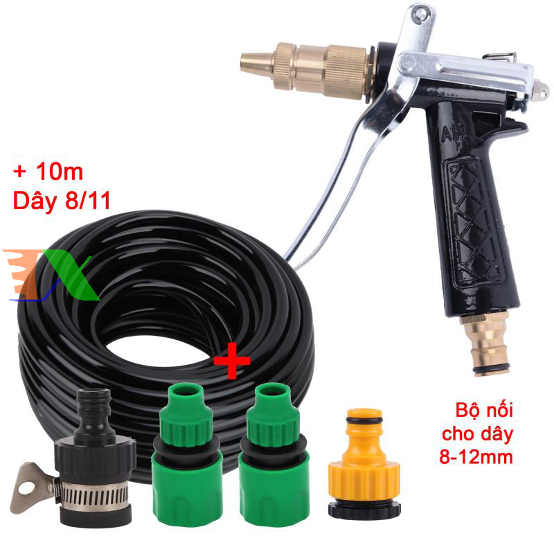Vòi xịt nước tưới cây, rửa xe, phun sương đa năng (8 trong 1) kèm cút chuyển nhanh 16 siêu bền