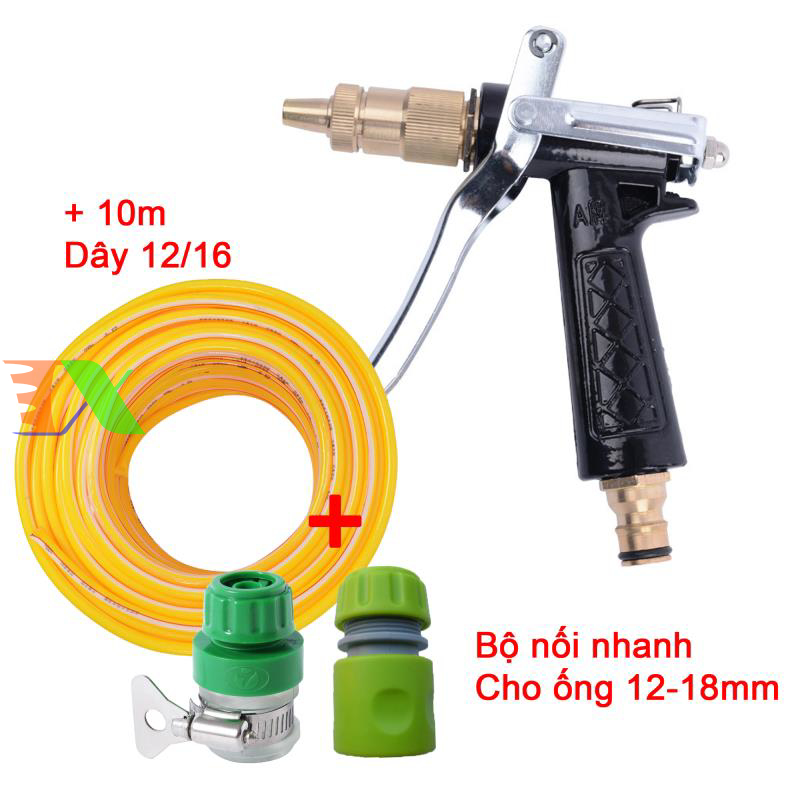 Vòi xịt nước tưới cây, rửa xe, phun sương đa năng (8 trong 1) kèm cút chuyển nhanh 16 siêu bền
