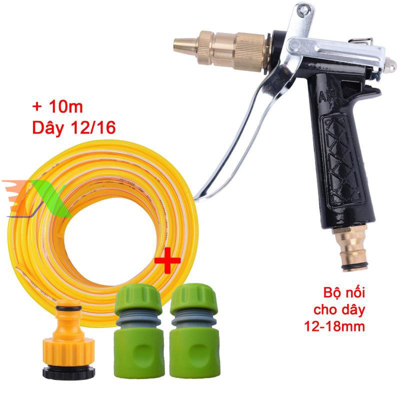 Vòi xịt nước tưới cây, rửa xe, phun sương đa năng (8 trong 1) kèm cút chuyển nhanh 16 siêu bền