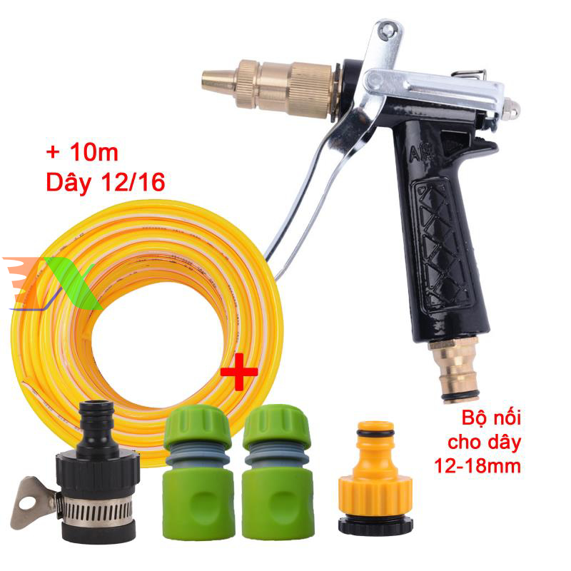 Vòi xịt nước tưới cây, rửa xe, phun sương đa năng (8 trong 1) kèm cút chuyển nhanh 16 siêu bền