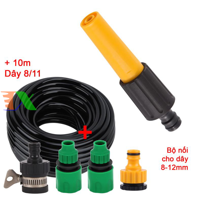 Vòi xịt nước tưới cây, rửa xe, phun sương đa năng (8 trong 1) kèm cút chuyển nhanh 16 siêu bền