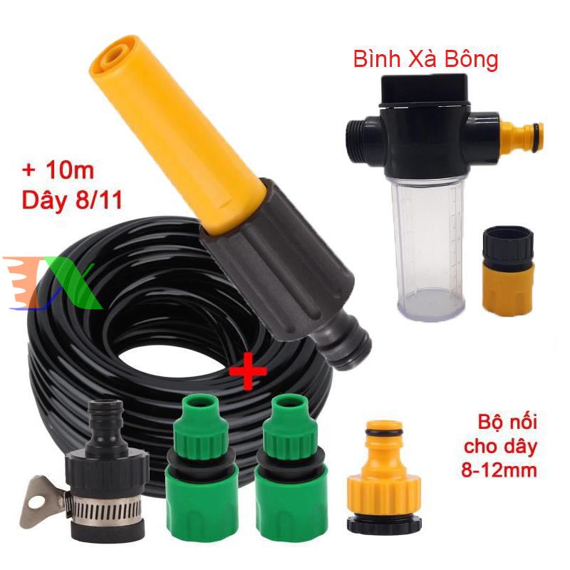 Vòi xịt nước tưới cây, rửa xe, phun sương đa năng (8 trong 1) kèm cút chuyển nhanh 16 siêu bền