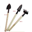Gambar Bộ dụng cụ làm vườn 3 món cán gỗ TXE-3GO2, Bộ Xẻng 3 món làm vườn mini