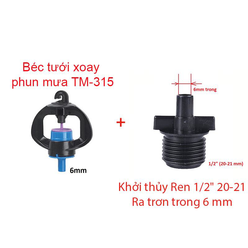 Béc tưới xòe 360° Kèm Ren 21-6mm trong [+1,500đ ]