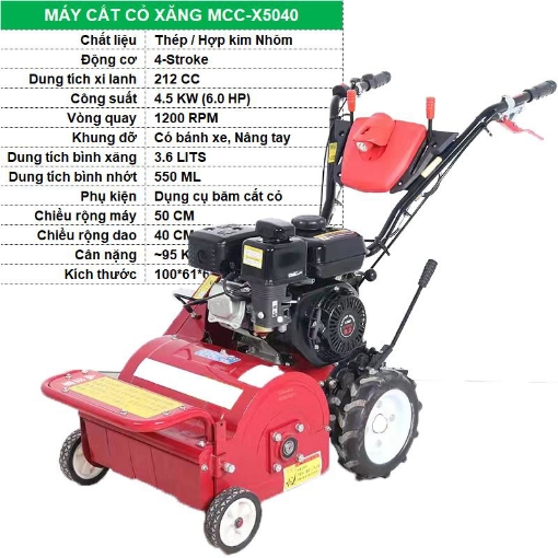 รูปภาพของ Máy cắt cỏ chạy xăng 4 kỳ MCC-X5040, Máy cắt cỏ Vườn Sân vận động Sân golf