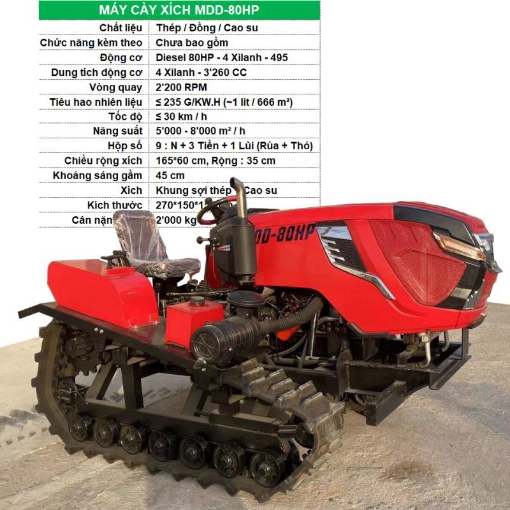 Ảnh của Máy cày Diesel tăng áp MDD-80HP, Máy cày bánh xích đa năng, Máy làm đất động Turbocharger