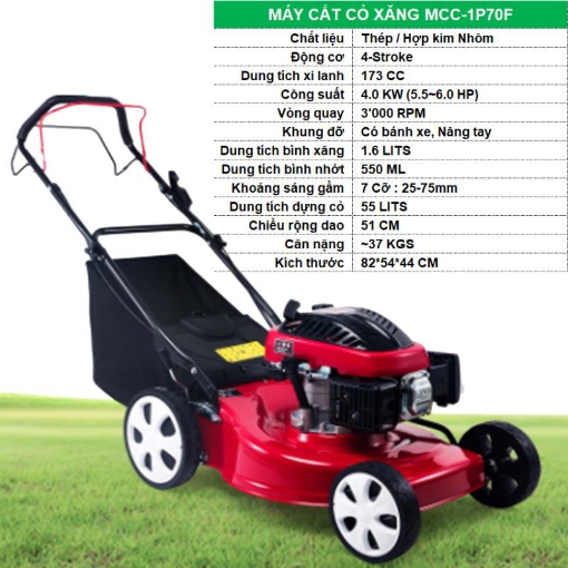 Ảnh của Máy cắt cỏ chạy xăng 4 kỳ MCC-1P70F, Máy cắt cỏ Vườn Sân vận động Sân golf