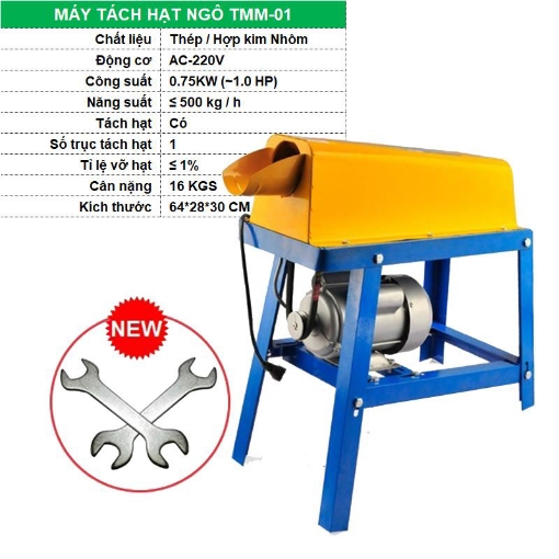 Ảnh của Máy tuốt ngô TMM-01, Máy tách hạt bắp mini 1 cửa, Máy sơ chế ngô