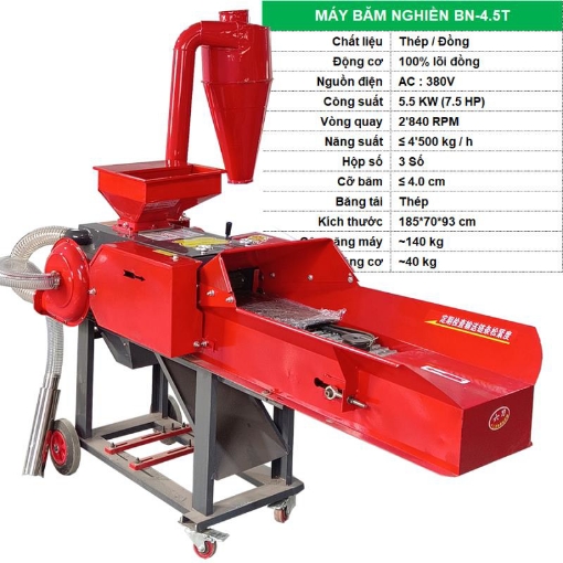 Picture of Máy băm nghiền Ngô, cỏ, rơm BN-4.5T, Máy băm nghiền thức ăn cho gia súc