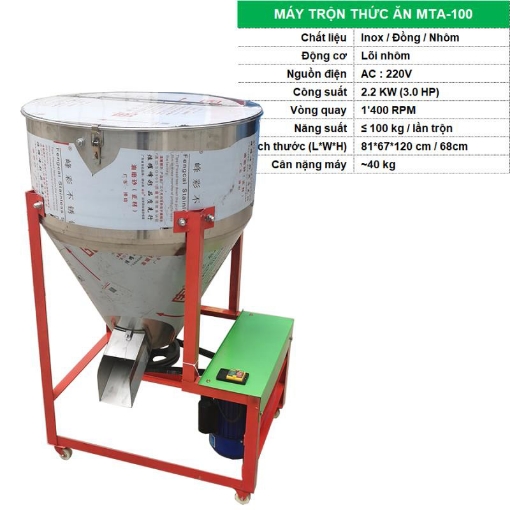 รูปภาพของ Máy trộn thức ăn MTA-100 cho Gia súc, Gia cầm, Cối trộn, Silo trộn thức ăn chăn nuôi