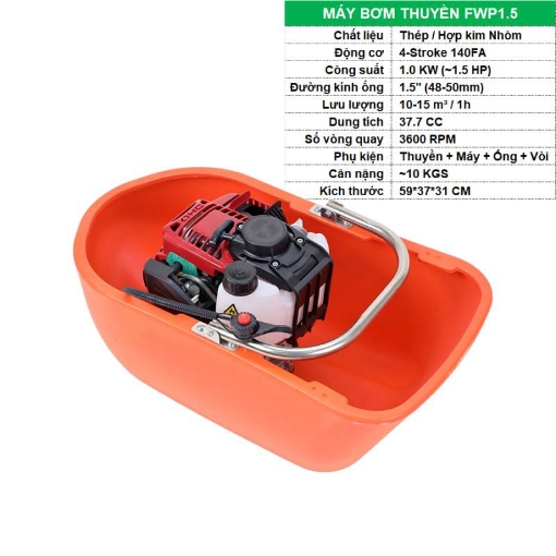 Ảnh của Máy bơm thuyền FWP1.5, Máy bơm xuồng động cơ xăng, Máy bơm nước miền tây