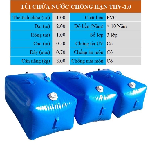 รูปภาพของ Túi chứa nước THV-1.0 m³, Bể nhựa trữ nước di động chống hạn, Bồn nước chống xâm nhập mặn