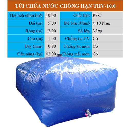 图片 Túi PVC chứa nước chống hạn hán THV-10.0 m3, Bồn nhựa trữ nước di động chống xâm mặn
