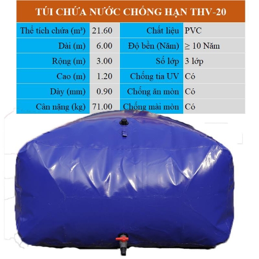 รูปภาพของ Túi PVC chứa nước chống hạn hán THV-20 m3, Bồn nhựa trữ nước di động chống xâm mặn