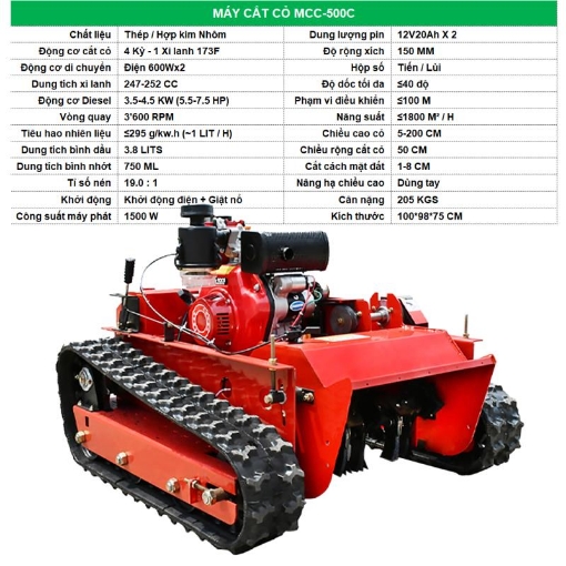 图片 Máy cắt cỏ MCC-500C, Rô bốt tự động cắt cỏ vườn, Máy cắt cỏ điều khiển từ xa cỡ lớn