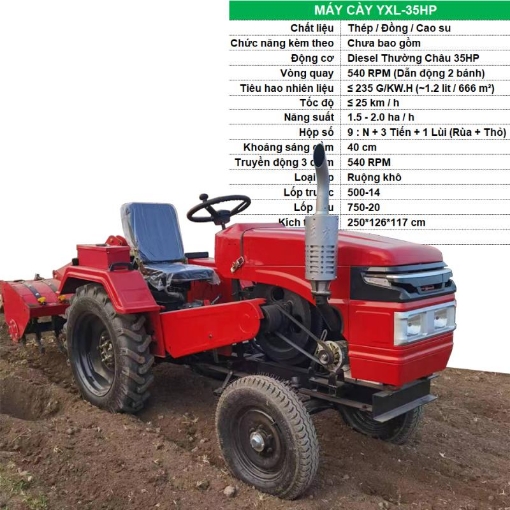 รูปภาพของ Máy cày Diesel YXL-35HP, Máy kéo 4 bánh lốp đa năng, Kết nối treo 3 điểm