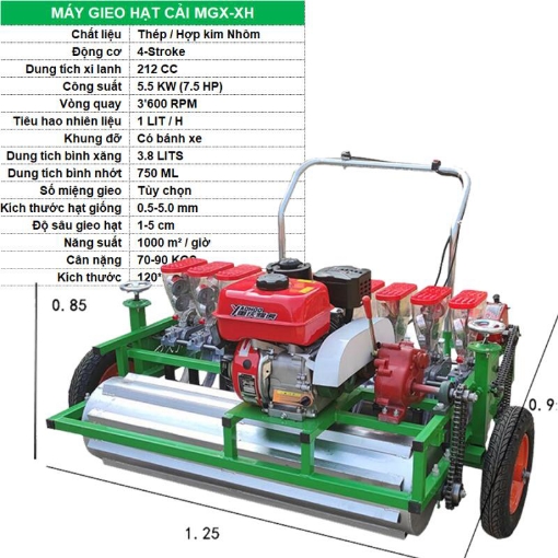 Picture of Máy gieo hạt ATX-23, Máy gieo hạt Cà chua, Rau cải, Cà rốt, Hạt hoa sử dụng động cơ xăng 170