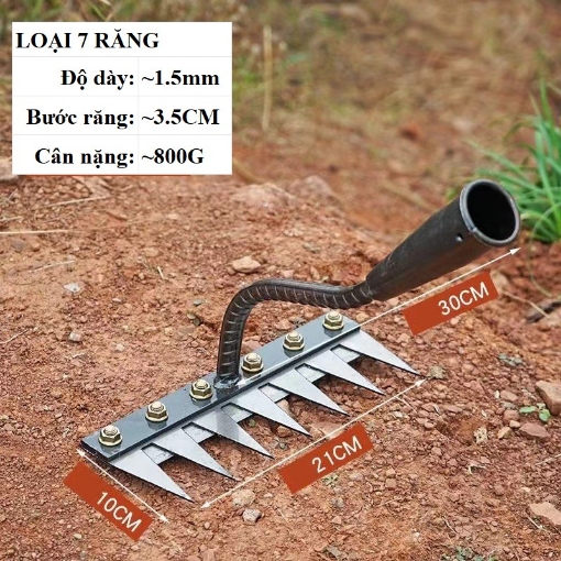 รูปภาพของ Cào đất CAO-07 7 Răng, Dụng cụ cào cỏ, Làm tơi xốp đất, cào rác