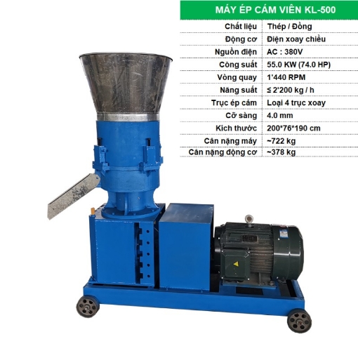 รูปภาพของ Máy đùn cám viên KL-500, Máy sản xuất ép cám viên cho Gia súc, Gia cầm, Lợn, Gà, Vịt