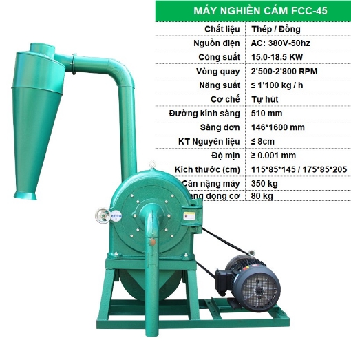 Picture of Máy nghiền cám FFC-45, Máy nghiền thức ăn cho cho Gia súc, Gia cầm, Cá, Máy xay nghiền bột