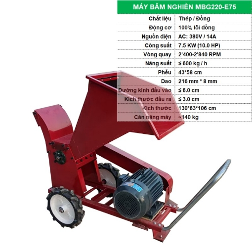 Ảnh của Máy băm cây MBG220-E75, Máy băm hủy cành cây, Băm thức ăn cho gia súc