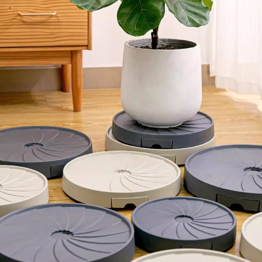 Ảnh của Giá để chậu hoa bằng nhựa DHA-33 cm, Kệ để chậu cây cảnh 5 bánh, Đế chậu cây có khay chứa nước