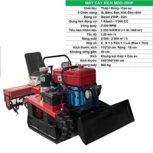 Ảnh của Máy xới cày đa năng Diesel 35, Máy cày bánh xích đa năng, Máy làm đất động cơ dầu
