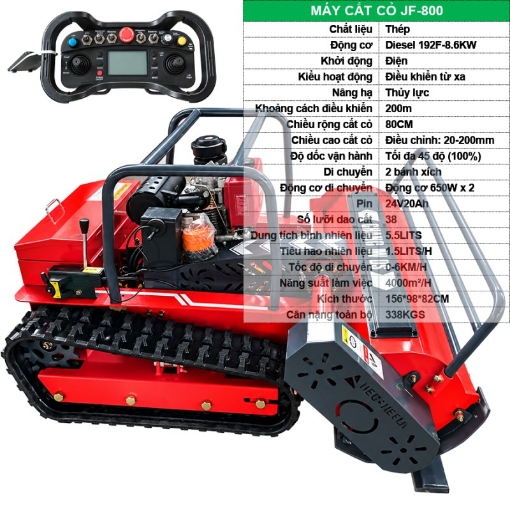 Ảnh của Máy cắt cỏ JF-800, Rô bốt cắt cỏ rộng 80cm, Máy cắt cỏ điều khiển từ xa