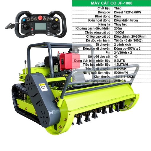 Ảnh của Máy cắt cỏ JF-1000, Rô bốt cắt cỏ rộng 100cm, Máy cắt cỏ điều khiển từ xa