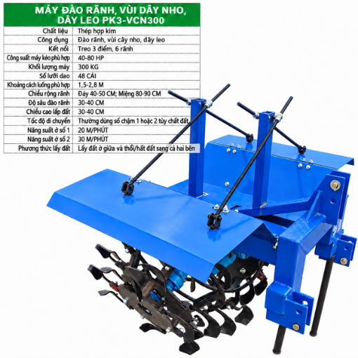 Ảnh của Máy đào rãnh, vùi dây nho PK3-VCN300 treo 3 điểm, máy vùi dây leo các loại