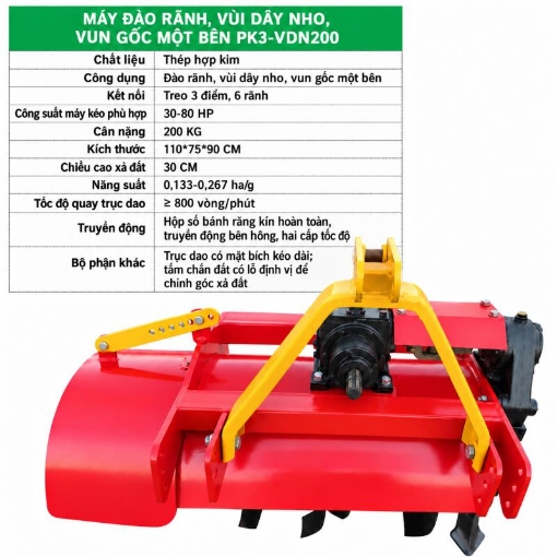 Ảnh của Máy đào rãnh, vùi dây nho, vun gốc một bên PK3-VDN200 treo 3 điểm