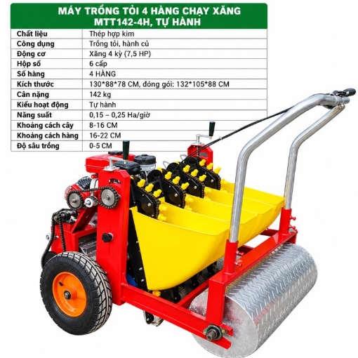 Ảnh của Máy trồng tỏi 4 hàng MTT142-4H chạy xăng, tự hành, máy trồng hành củ
