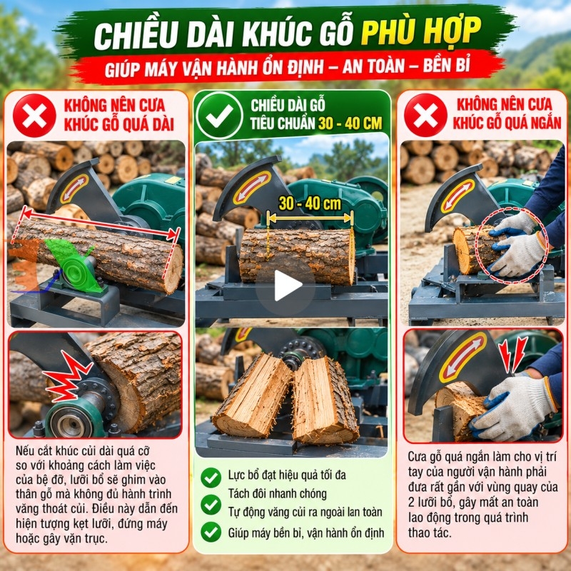 máy bổ củi 2 lưỡi Tháp Xanh có giảm tốc