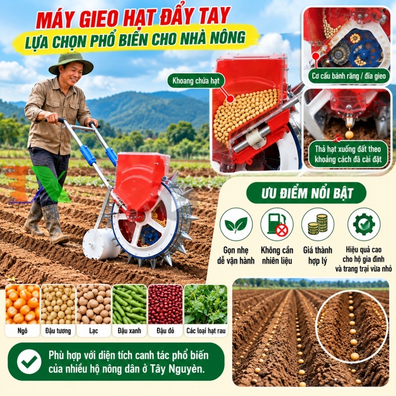 Máy gieo hạt đẩy tay Tháp Xanh