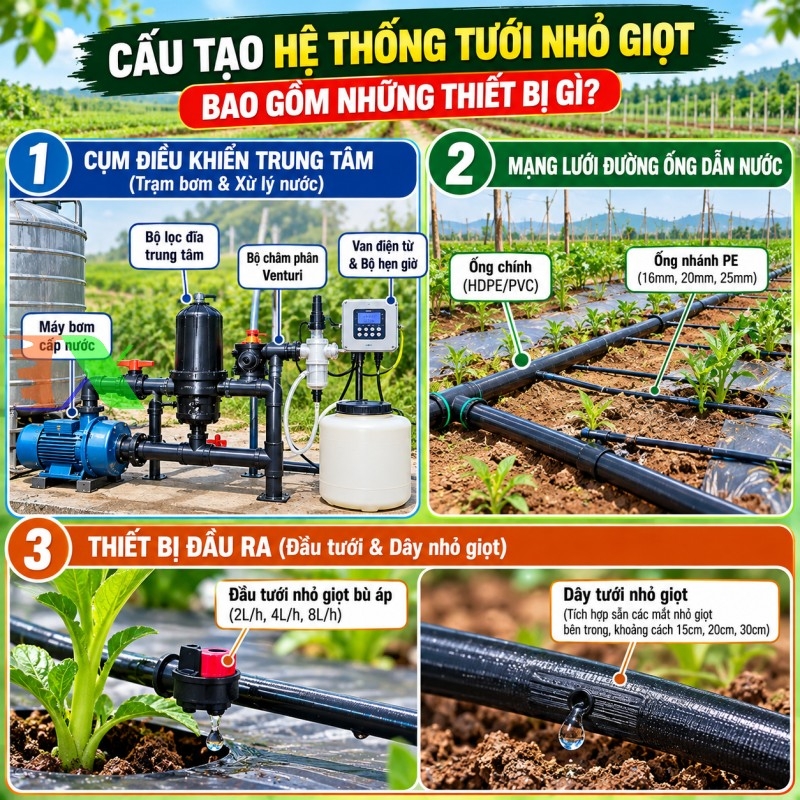 cấu tạo hệ thống tưới nhỏ giọt 