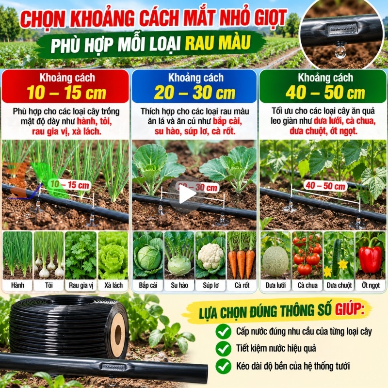 dây tưới nhỏ giọt cho rau màu 