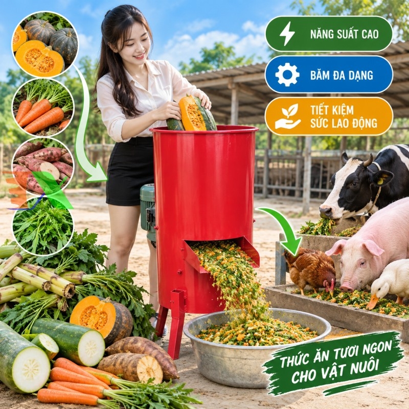 Máy Băm Rau Củ Quả Chăn Nuôi Lợn, Gà, Bò
