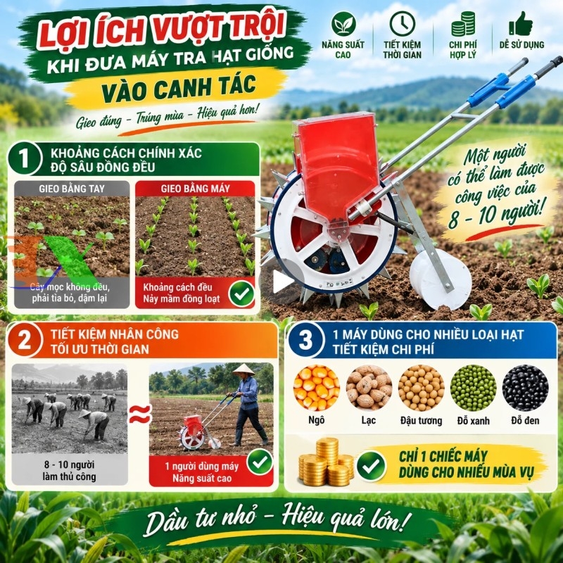 máy gieo hạt đẩy tay Tháp Xanh