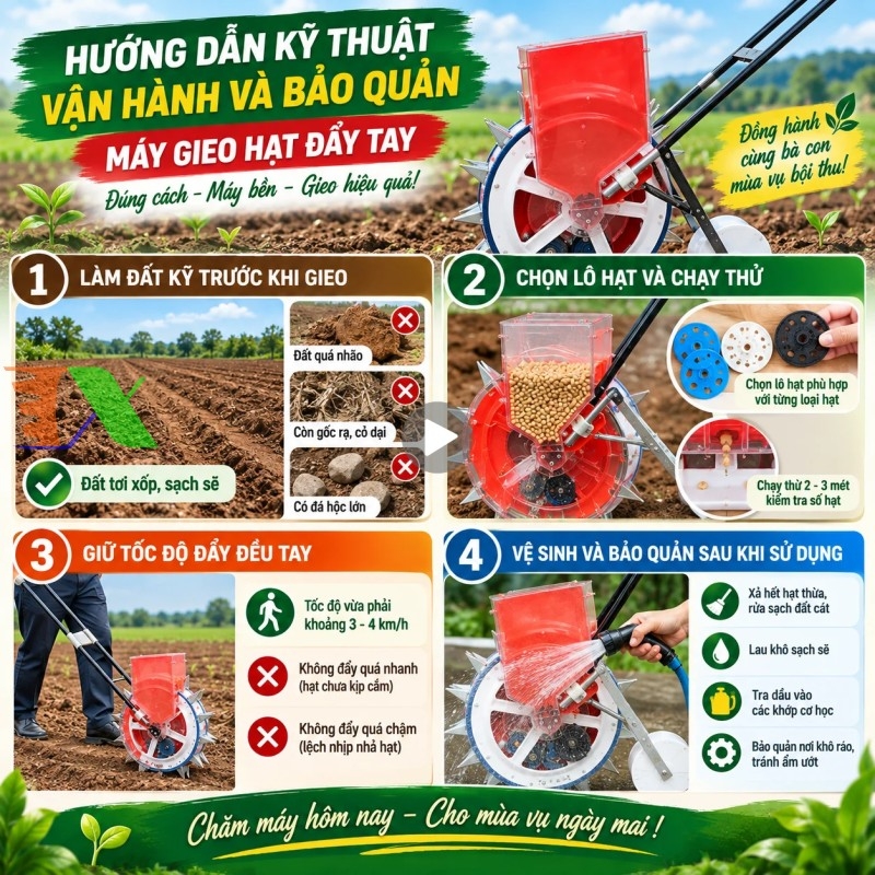 máy gieo hạt ngô, lạc, đậu Tháp Xanh